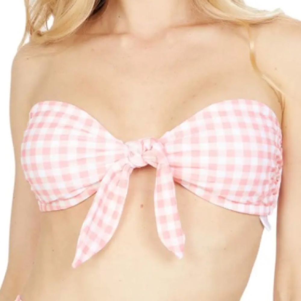 Southern Tide Swim Top Conch Shell Gingham Bandeau Bikini Top Sz XL NWT w/Straps